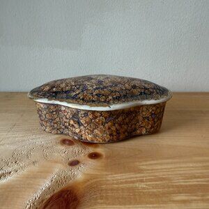 Vintage Polished Patterned Shell Shaped Trinket Box Shell Jewelry Dish